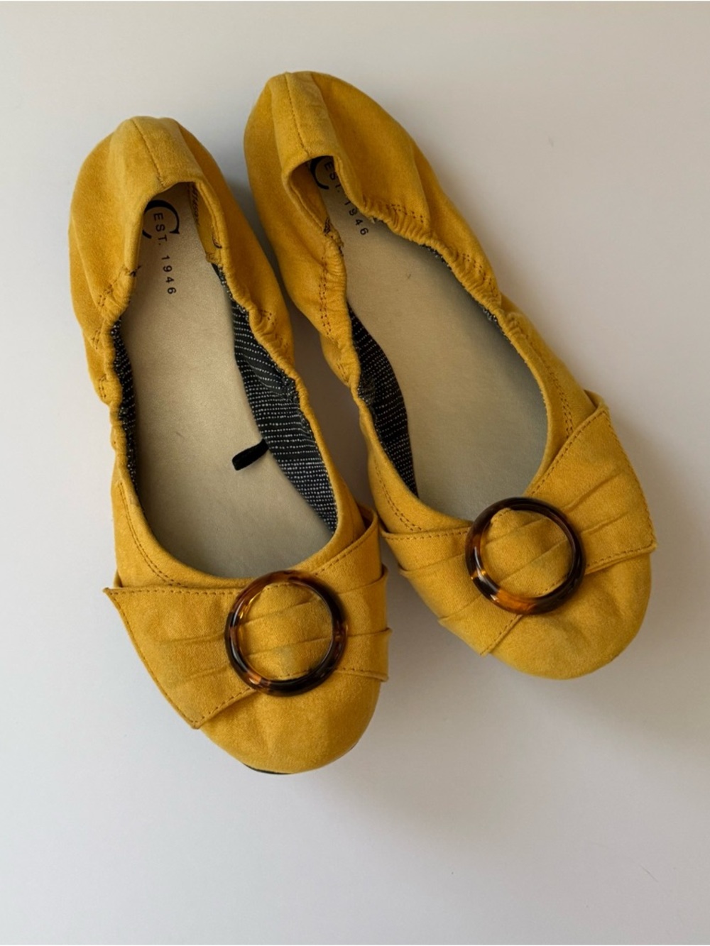 Cato Women's Yellow Gold Flats Tortoise Buckle Detail 8